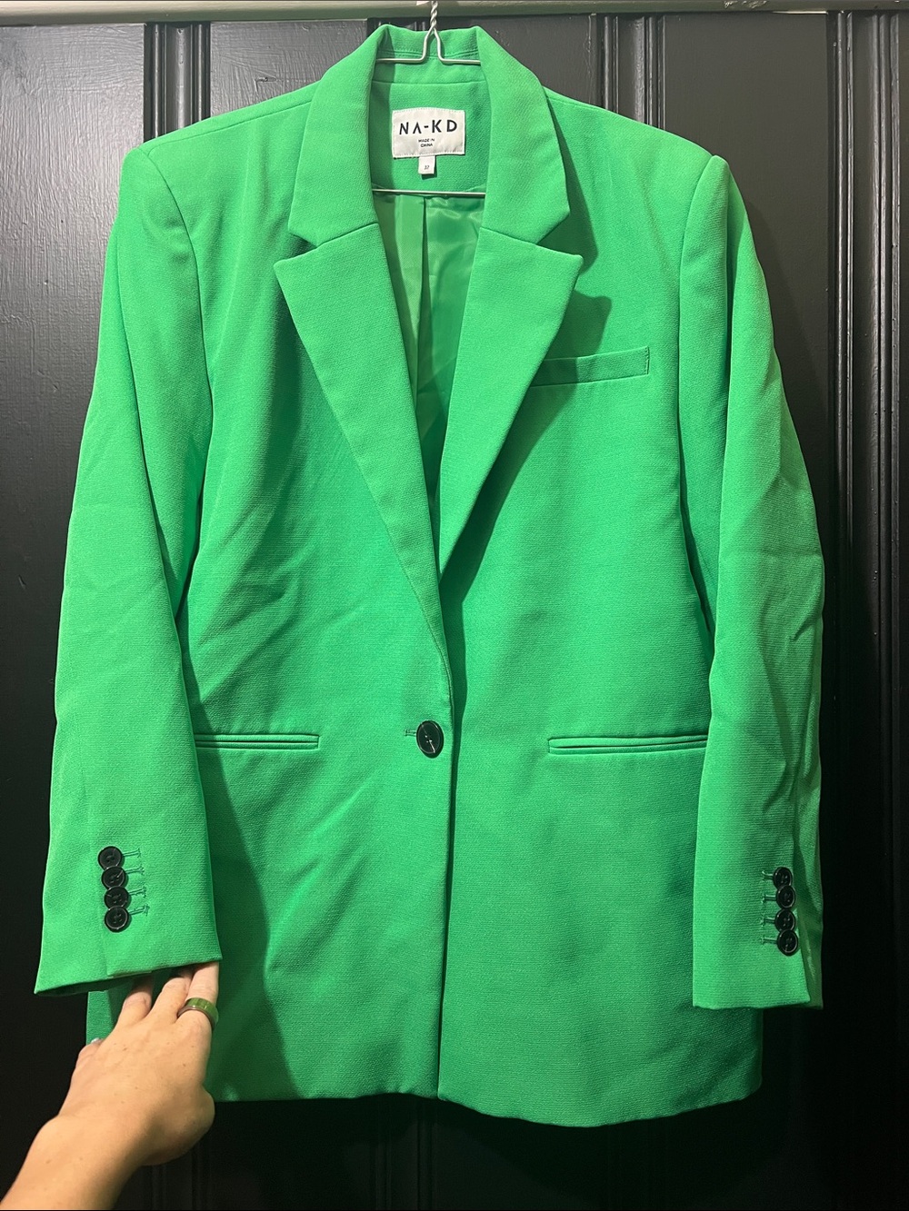 NA-KD Bright Green Single-Button Blazer